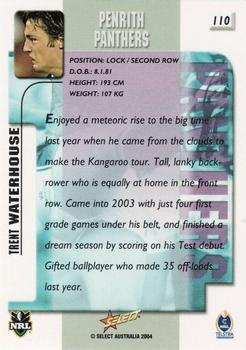 2004 Select Authentic #110 Trent Waterhouse Back